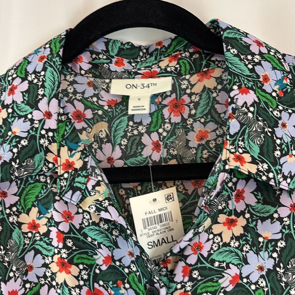 NWT On 34th szS Pleated Floral Midi Dress - Picture 11 of 12